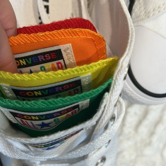 Converse Chuck Taylor All Star Rainbow Multi Tongue Low Top Sneakers W 9/ M 7 - Picture 3 of 10